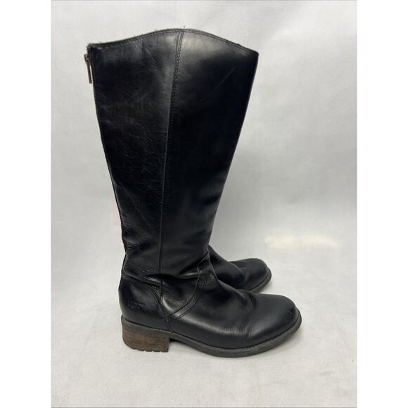 Ugg Riding Boots Black Leather Tall Riding Seldom 1006038 Women’s Size 7 - Picture 5 of 9